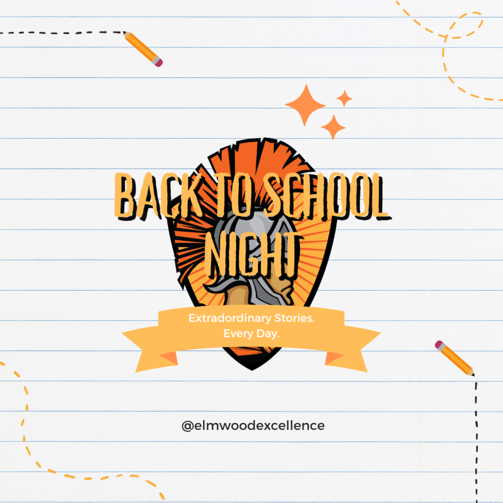 Graphic of Trojan Logo on Notebook Paper That Says "Back to School Night"